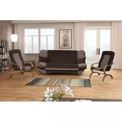 Sedací sestava INGRIDA - hnědá / světle hnědá / buk