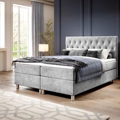 Boxspringová postel 160x200 RAQUEL 1 - světle šedá