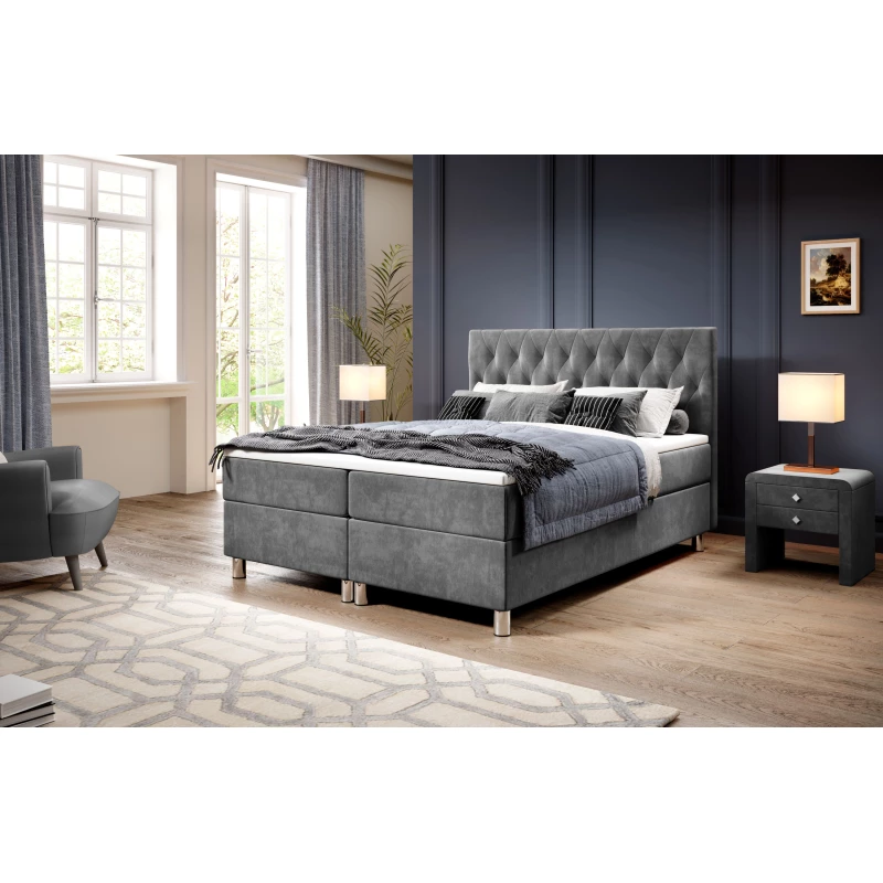 Boxspringová postel 160x200 RAQUEL 1 - popelavá