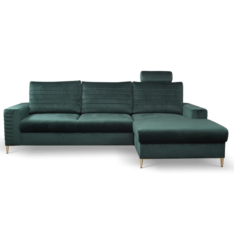 Rozkládací sedačka s úložným prostorem TIMMINS - zelená, pravý roh