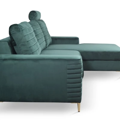 Rozkládací sedačka s úložným prostorem TIMMINS - zelená, pravý roh