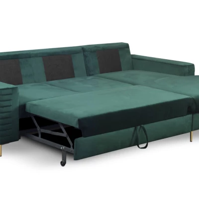 Rozkládací sedačka s úložným prostorem TIMMINS - zelená, pravý roh