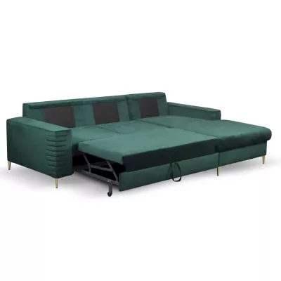 Rozkládací sedačka s úložným prostorem TIMMINS - zelená, pravý roh