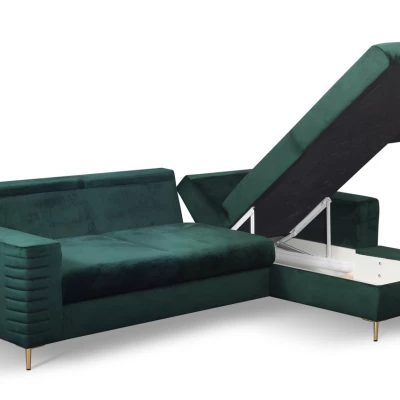 Rozkládací sedačka s úložným prostorem TIMMINS - zelená, pravý roh