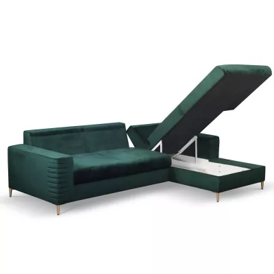 Rozkládací sedačka s úložným prostorem TIMMINS - zelená, pravý roh