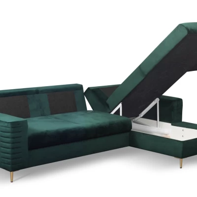 Rozkládací sedačka s úložným prostorem TIMMINS - zelená, pravý roh