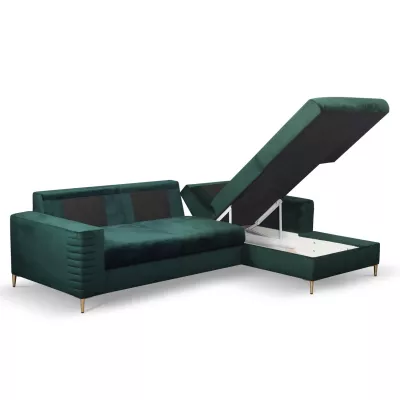 Rozkládací sedačka s úložným prostorem TIMMINS - zelená, pravý roh