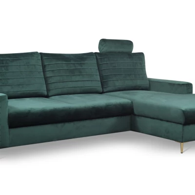 Rozkládací sedačka s úložným prostorem TIMMINS - zelená, pravý roh