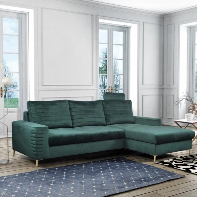 Rozkládací sedačka s úložným prostorem TIMMINS - zelená, pravý roh