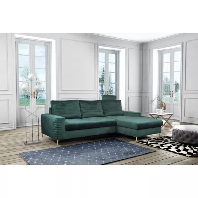 Rozkládací sedačka s úložným prostorem TIMMINS - zelená, pravý roh