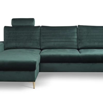 Rozkládací sedačka s úložným prostorem TIMMINS - zelená, levý roh