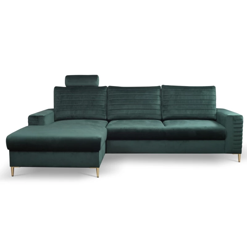 Rozkládací sedačka s úložným prostorem TIMMINS - zelená, levý roh