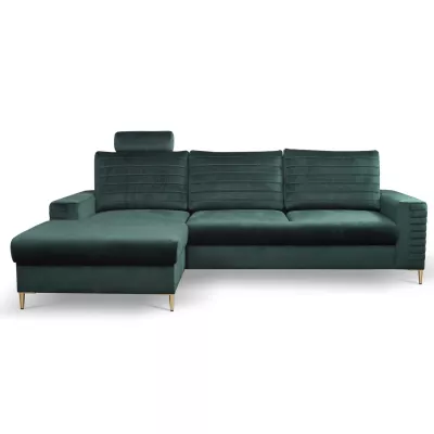 Rozkládací sedačka s úložným prostorem TIMMINS - zelená, levý roh