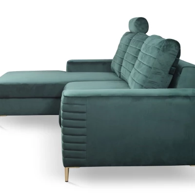 Rozkládací sedačka s úložným prostorem TIMMINS - zelená, levý roh