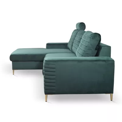 Rozkládací sedačka s úložným prostorem TIMMINS - zelená, levý roh