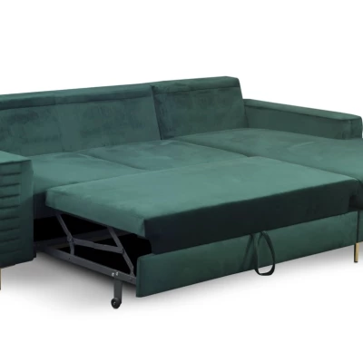 Rozkládací sedačka s úložným prostorem TIMMINS - zelená, levý roh