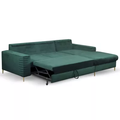 Rozkládací sedačka s úložným prostorem TIMMINS - zelená, levý roh