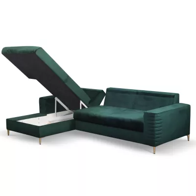 Rozkládací sedačka s úložným prostorem TIMMINS - zelená, levý roh