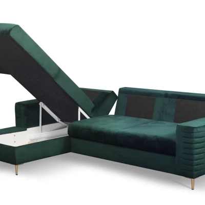 Rozkládací sedačka s úložným prostorem TIMMINS - zelená, levý roh