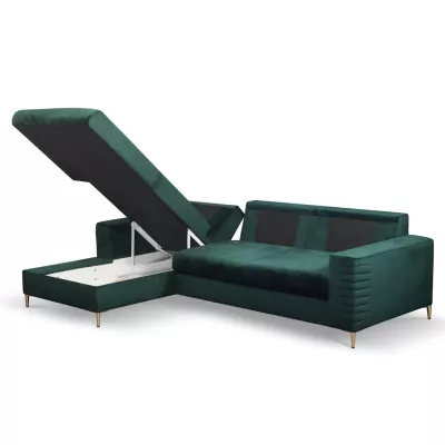 Rozkládací sedačka s úložným prostorem TIMMINS - zelená, levý roh