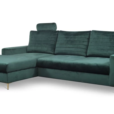 Rozkládací sedačka s úložným prostorem TIMMINS - zelená, levý roh