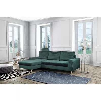 Rozkládací sedačka s úložným prostorem TIMMINS - zelená, levý roh