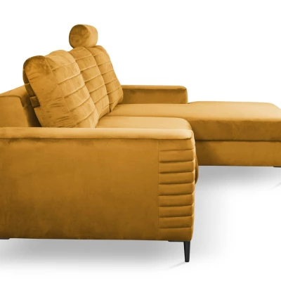 Rozkládací sedačka s úložným prostorem TIMMINS - hořčicová, pravý roh