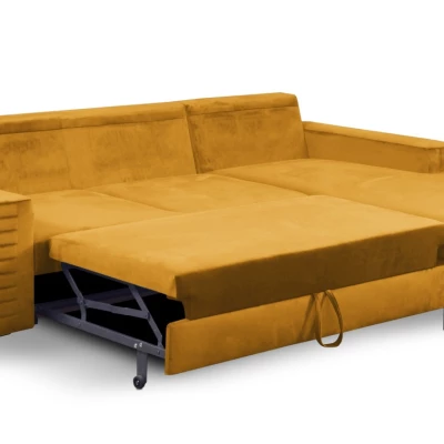 Rozkládací sedačka s úložným prostorem TIMMINS - hořčicová, pravý roh