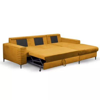 Rozkládací sedačka s úložným prostorem TIMMINS - hořčicová, pravý roh