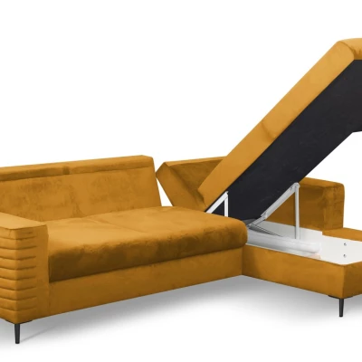 Rozkládací sedačka s úložným prostorem TIMMINS - hořčicová, pravý roh