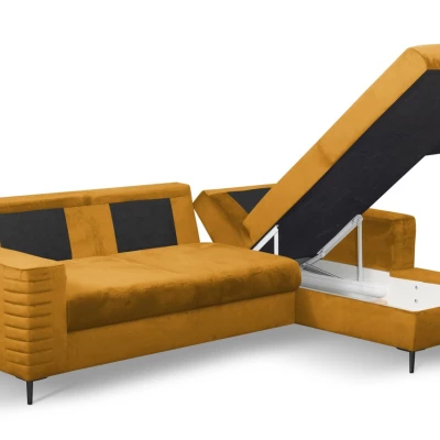 Rozkládací sedačka s úložným prostorem TIMMINS - hořčicová, pravý roh