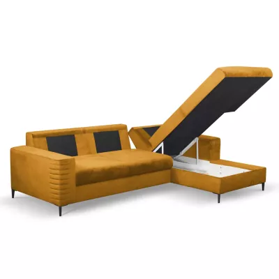 Rozkládací sedačka s úložným prostorem TIMMINS - hořčicová, pravý roh