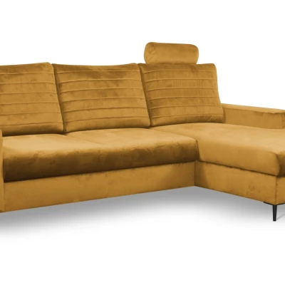 Rozkládací sedačka s úložným prostorem TIMMINS - hořčicová, pravý roh