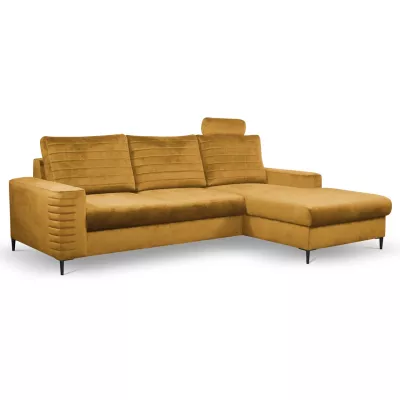 Rozkládací sedačka s úložným prostorem TIMMINS - hořčicová, pravý roh