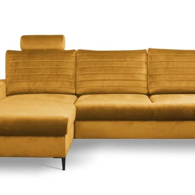 Rozkládací sedačka s úložným prostorem TIMMINS - hořčicová, levý roh