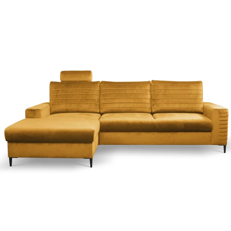 Rozkládací sedačka s úložným prostorem TIMMINS - hořčicová, levý roh