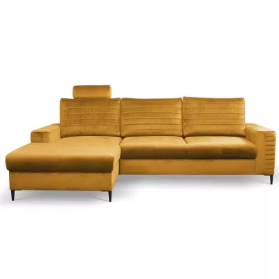 Rozkládací sedačka s úložným prostorem TIMMINS - hořčicová, levý roh