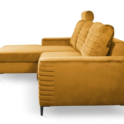 Rozkládací sedačka s úložným prostorem TIMMINS - hořčicová, levý roh