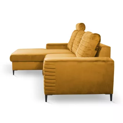 Rozkládací sedačka s úložným prostorem TIMMINS - hořčicová, levý roh