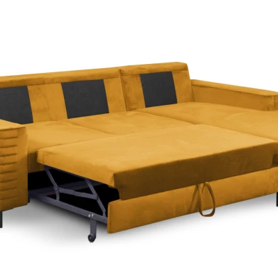 Rozkládací sedačka s úložným prostorem TIMMINS - hořčicová, levý roh