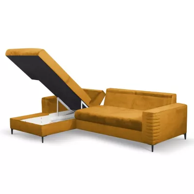 Rozkládací sedačka s úložným prostorem TIMMINS - hořčicová, levý roh