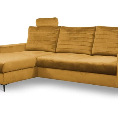 Rozkládací sedačka s úložným prostorem TIMMINS - hořčicová, levý roh