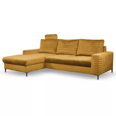 Rozkládací sedačka s úložným prostorem TIMMINS - hořčicová, levý roh