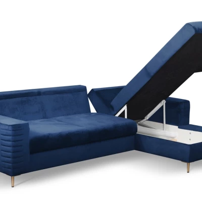 Rozkládací sedačka s úložným prostorem TIMMINS - modrá, pravý roh