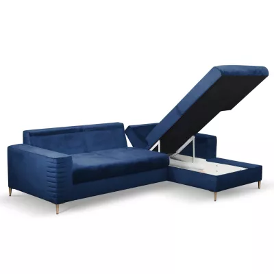 Rozkládací sedačka s úložným prostorem TIMMINS - modrá, pravý roh