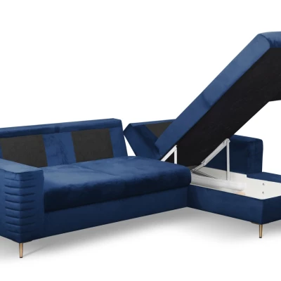 Rozkládací sedačka s úložným prostorem TIMMINS - modrá, pravý roh