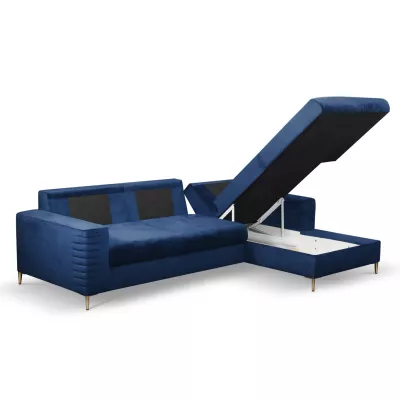 Rozkládací sedačka s úložným prostorem TIMMINS - modrá, pravý roh