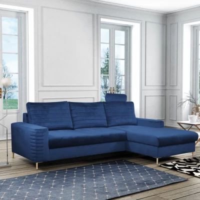 Rozkládací sedačka s úložným prostorem TIMMINS - modrá, pravý roh