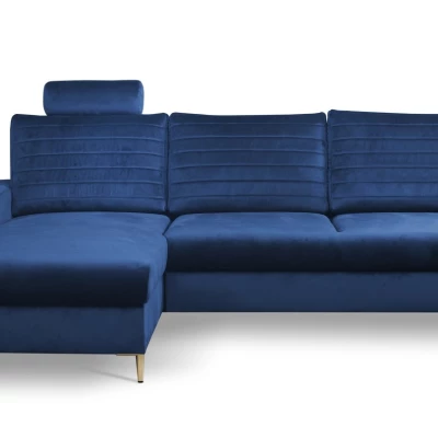 Rozkládací sedačka s úložným prostorem TIMMINS - modrá, levý roh