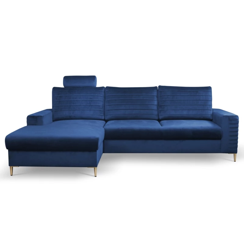 Rozkládací sedačka s úložným prostorem TIMMINS - modrá, levý roh